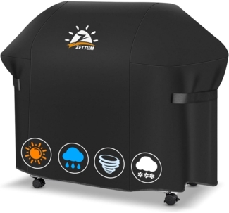 Zettum Grillabdeckung für Weber Genesis II, wasserdicht, 600D Oxford-Gewebe schwarz, 147 x 63 x 113 cm