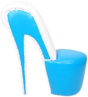 Casa Padrino High Heel Sessel mit Dekosteinen Hellblau / Weiß Luxus Design - Designer Sessel - Club Möbel - Schuh Stuhl Sessel