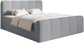Selsey 'Cloudy II' Boxspringbett mit Bettkästen und Topper Bouclé Grau, 200x200 cm