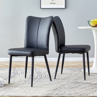 2 rein schwarze modern designte Esszimmerstühle,in mehreren Farben erhältlich 89 cm hoch geeignet für Büro Restaurant usw,PU,schwarz,