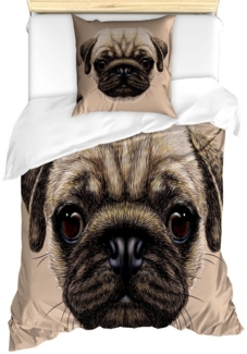 Abakuhaus Bettwäsche Milbensicher Allergiker geeignet mit Kissenbezug, Microfaser, Mops Haustier-Tier-Kunst-Entwurf Hund