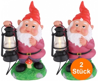 Solarleuchten Garten Gartenzwerge Lustig 2er Set Solarlampe Außen Außenleuchte