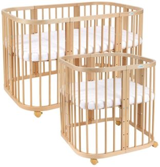 Waldin Kombibett – W2 7-in-1 – Natur Braun - Material: massiv Buchenholz - Babypark. de