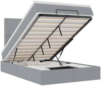 vidaXL Ottoman-Bett mit Matratze & LEDs Hellgrau 120x200 cm Stoff 3313913