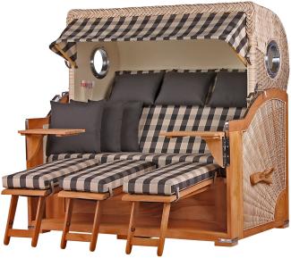 Strandkorb Komplettset - bene living - Königssee 3-Sitzer Teak - PE shell - Modell 505 - inkl. Liftersystem