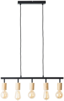 Brilliant Leuchten 99684-76 Tiffany Pendelleuchte 5-flammig schwarz matt natur