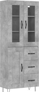 vidaXL Highboard Betongrau 69,5x34x180 cm Holzwerkstoff 3198693