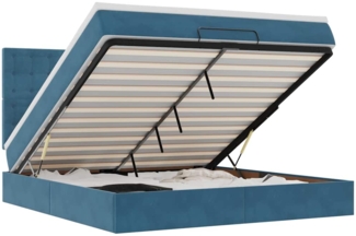 vidaXL Ottoman-Bett mit Matratzen & LEDs Dunkelblau 180x200 cm Samt 3314484