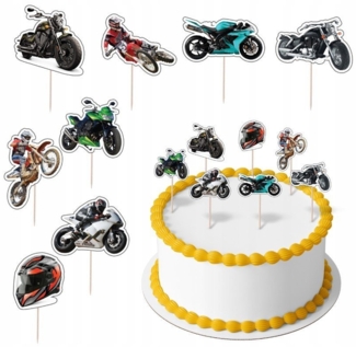 Festivalartikel Tortenstecker Motorrad Topper Set 8 Stk Geburstag Torten Deko Kuchen Junge
