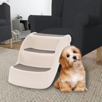 vidaXL Hundetreppe mit 3 Stufen Klappbar Creme 50x38x38 cm Kunststoff 152233