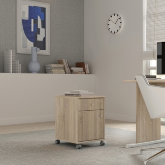 FORTE Tempra2 Rollcontainer, Holzwerkstoff, Beige, 38,6 x 54,1 x 42 cm
