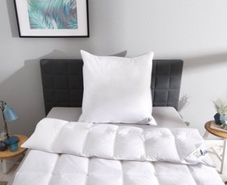 OBB Daunenbettdecke Edition 125 Jahre, Bettdecken für Sommer und Winter, Ganzjahresdecke, Füllung: 90%Daunen, 10% Federn, Bezug: 100% Baumwolle, Bettdecke 135x200 cm, 155x220 cm & weitere Größen, Made in Germany