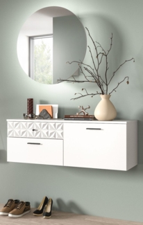 Garderobe Set Relief in weiß Hochglanz 110 cm