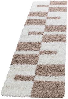 Hochflor Teppich Gianna Läufer - 80x250 cm - Beige