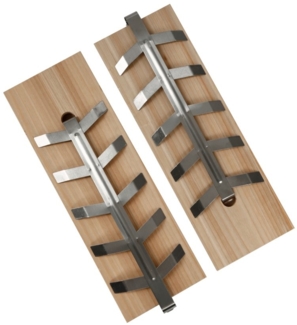 Meateor Räucherbrett Lachsplanke, Lachsbrett, Flammlachsbrett 2er-Set, (Set, 2-St, 2x Lachsbrett mit Halterung), Edelstahl Halterung, passend zu vielen handelsüblichen Grills