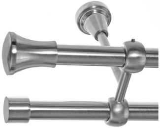 BASIT Gardinenstange Edelstahloptik 19mm mit Deckenträgern 120 cm E62, Ø 19 mm, 2-läufig, verschraubt, Metall, D28 120 cm E62 Knauf