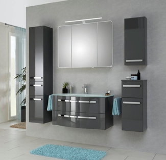 Saphir Hängeschrank Serie 4005 Wand-Badschrank 30 cm breit mit 1 Tür, 2 Glas-Einlegeböden Badezimmer-Hängeschrank inkl. Türdämpfer, Wandschrank 70 cm hoch