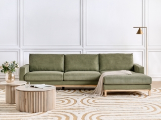 Beliani 'Siggard' Rechtsseitiges Ecksofa Cord Grün