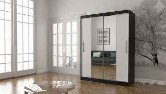 MOEBLO Kleiderschrank LARA 01 (mit Spiegel Schwebetürenschrank 2-türig Schrank mit vielen Einlegeböden und Kleiderstange, Gaderobe Schiebtüren Schlafzimmer-Wohnzimmerschrank Modern Design) (BxHxT): 150x200x61 cm