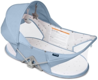 beberoad Baby-Reisebett mit Moskitohaube, Matratze und Tasche, Polyester blau, 44 x 82 x 30 cm