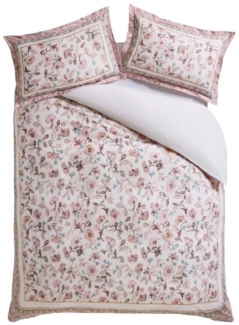 Next Bett-Set Bettbezug und Kissenbezug mit geblümter Bordüre, Bezug: Baumwolle