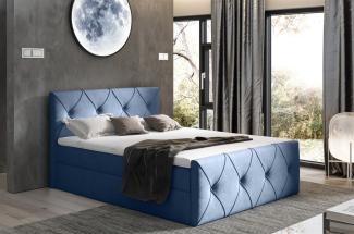 Boxspringbett Schlafzimmerbett LEWIS LUX 200x220cm in Stoff Matt Velvet Hellblau