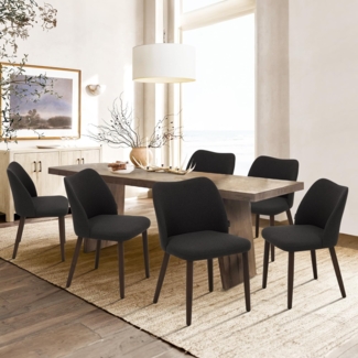 COLAMY Gepolsterte Esszimmerstühle 6er Set, Moderne Küchenstühle mit gepolsterter Sitzfläche und Holzbeinen für Restaurant/Café, Dunkelgrau