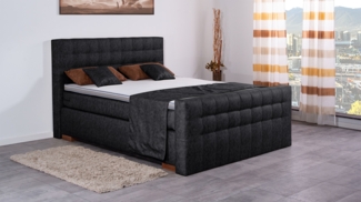 Meisterbetten Boxspringbett Luis 240x220 in MS-Black, Matratzenbezug Nano, Komfortschaum-Topper