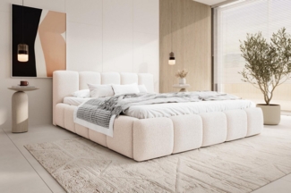 Compleo Polsterbett mit niedriges Kopfteil, Design Bett Abgerundet mit dicker Polsterung