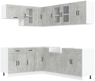 vidaXL 11-tlg. Küchenschrank-Set Kalmar Betongrau Holzwerkstoff 3314885
