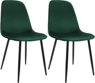 CLP 2er Set Esszimmerstuhl Maryam gepolstert mit Rückenlehne,grün Samt