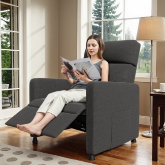 Furnicopia Sessel Freizeitsessel Fernsehsessel Rückenlehne bis zu 165° verstellbar (Freizeitsessel mit verstellbarer Fußstütze und Fernbedienung, geeignet für Schlafzimmer, Wohnzimmer und Büro, mit seitlicher Stofftasche zur Aufbewahrung von Büchern un...