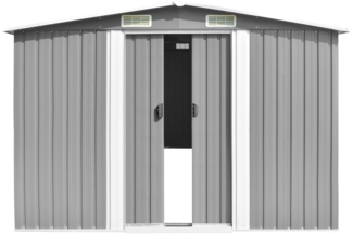 vidaXL Gerätehaus 257x392x181 cm Metall Grau 143345