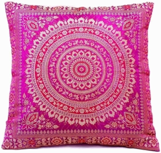 Ruwado Dekokissen - Handgefertigt Kissenbezug aus Indische Banarasi Seide - 40cmx40cm, Handgewebt und Handgenäht aus Indien