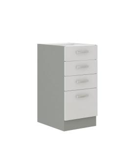 Küchen-Preisbombe Unterschrank 40 cm Küche Bianca Weiß Hochglanz + Grau Küchenzeile Küchenblock