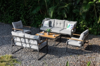 Gardissimo Gartenlounge-Set "Prato" Lounge / Gartenmöbelset, (Set, Nonwood, Tisch, 2 Sessel, 2 Bänke, inkl. Auflagen), inkl. Auflagen