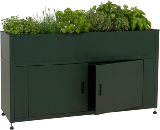 Hochbeet HWC-O85, Metallhochbeet Blumenkasten Pflanzkübel Stauraum, Metall 47kg 91x161x51cm ~ grün