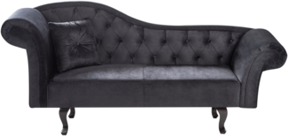 Chaiselongue Samtstoff schwarz linksseitig LATTES II