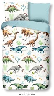 good morning Flanell Bettwäsche 2 teilig Bettbezug 140 x 220 cm Kopfkissenbezug 60 x 70 cm Dino 6673. 99. 01 Multi