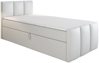 A&J MöbelLand GmbH Boxspringbett Einzelbett MOREN mit Bettkasten, Topper und gepolstertem Kopfteil. (Boxspringbett mit Bettkasten und gepolstertem Kopfteil. Inclusive Topper !, TOP ANGEBOT), Länge 216 cm Höhe 106 cm
