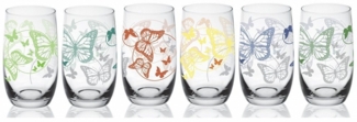 Sendez Longdrinkglas 6 Longdrinkgläser 320ml mit bunten Schmetterlingen Trinkgläser
