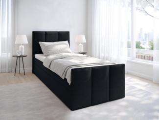 AX LIVING Levente Boxbett mit Bettkasten 80x200 Boxspringbett Schwarz