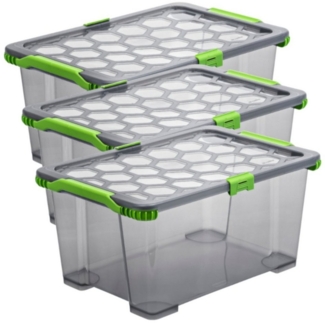 ROTHO Aufbewahrungsbox 3er Set Lagerbox 44lEVO TOTAL PROTECTION (Aufbewahrungsset, 3er-Set)