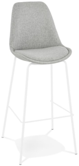 Kadima Design Stehhocker Grau-Weiß | 75 cm Sitzhöhe | Gepolstert Rückenlehne Fußstütze | Stoff Metall | 120 kg belastbar