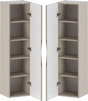 Lomadox Hochschrank CALURI-140 in beige mit gerillter Front, grifflos, 20 cm breit