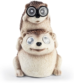 EASYmaxx Solar-LED Igel mit Fernglas | Kabellos mit automatischem Tageslichtsensor | Robust | Aus Kunststein gefertigt | Dekorativ für Garten, Balkon, Terrasse | 8 Stdn. Leuchtdauer