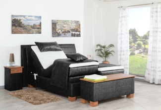 Meisterbetten Boxspringbett Like 180x220 in MS-Black, Matratzenbezug Nano, Ergoflex-Topper