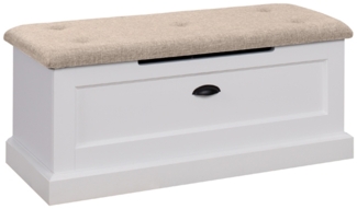 Sitzbank Galineo Flurbank gepolstert 100x42cm weiß MDF Strukturstoff braun