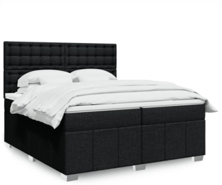 vidaXL Boxspringbett mit Matratze Schwarz 200x200 cm Stoff 3291791