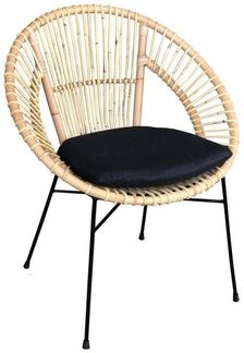 Rattan Sessel Zora mit Kissen Esszimmer Küche Stuhl stapelbar Relax Rattansessel